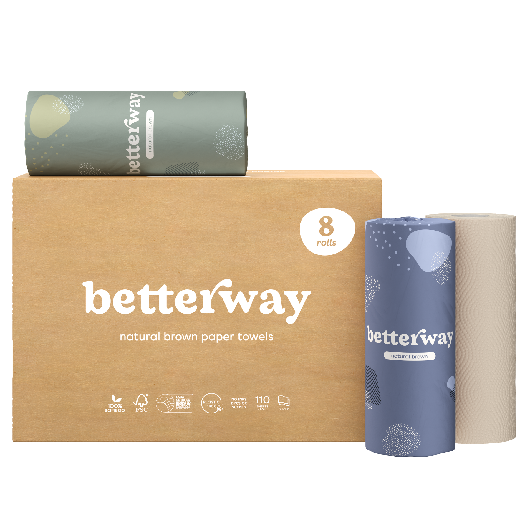 Natural Brown Paper Towels (8 rolls)