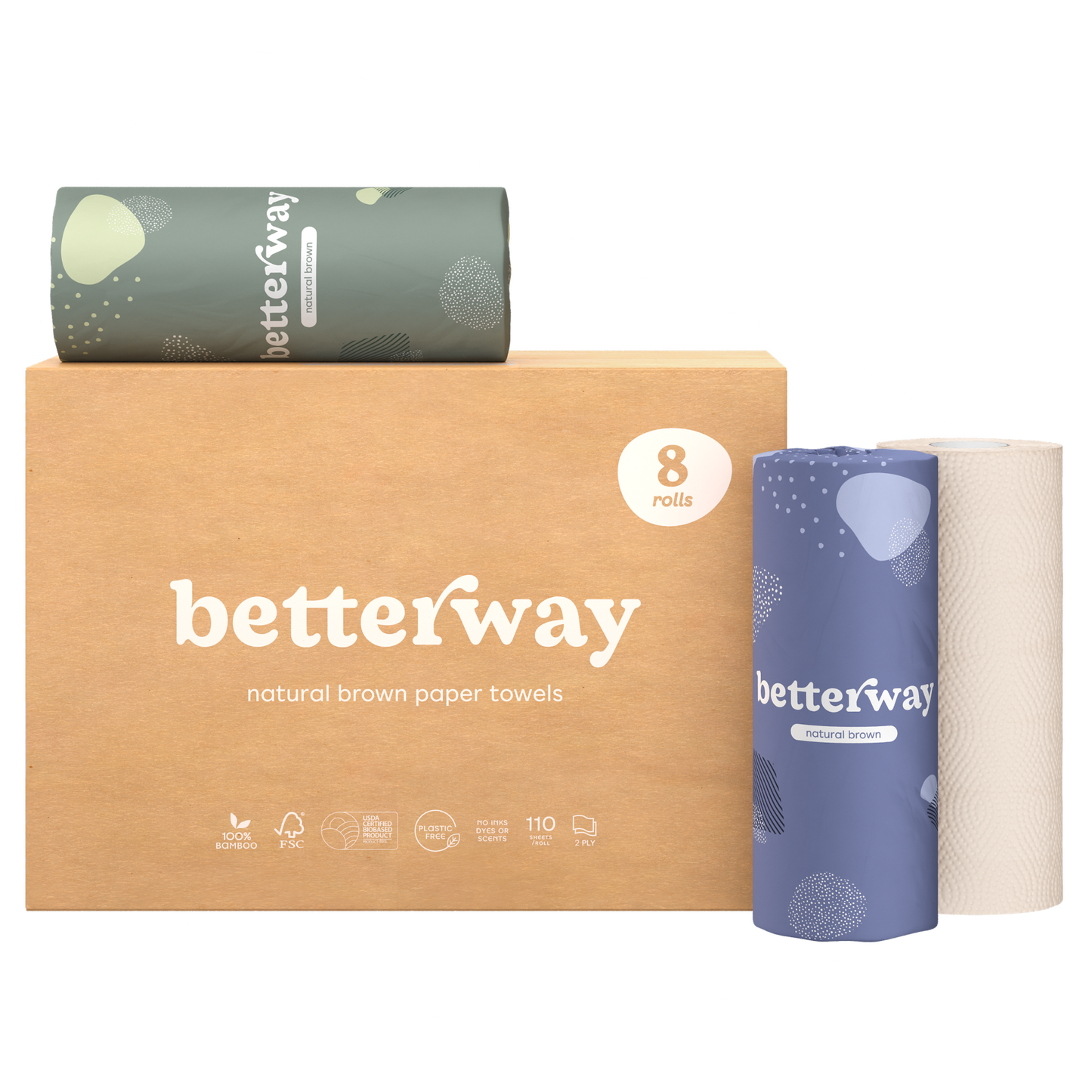 Natural Brown Bamboo Paper Towels (8 rolls)